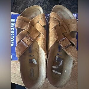 Birkenstock Tan Suede Criss-Cross Sandals